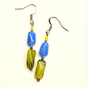 Blue and Green Beaded Earrings
